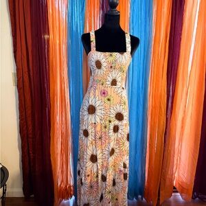 Sunflower Print Maxi Dress